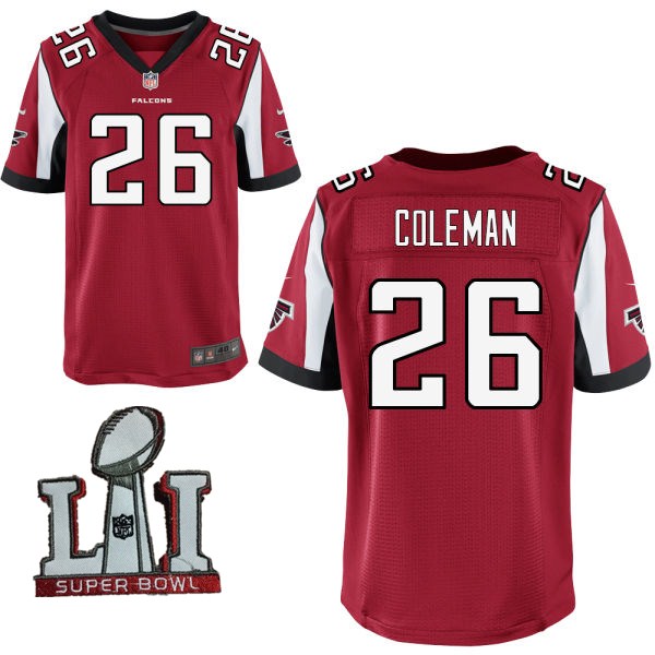Nike Falcons 26 Tevin Coleman Red 2017 Super Bowl LI Elite Jersey