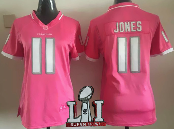 Nike Falcons 11 Julio Jones Pink Women 2017 Super Bowl LI Game Jersey