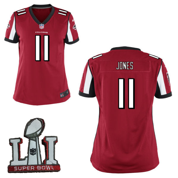 Nike Falcons 11 Julio Jones Red Women 2017 Super Bowl Game Jersey