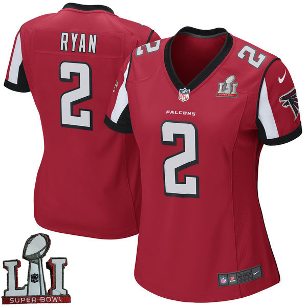Nike Falcons 2 Matt Ryan Red Women 2017 Super Bowl LI Game Jersey - Click Image to Close