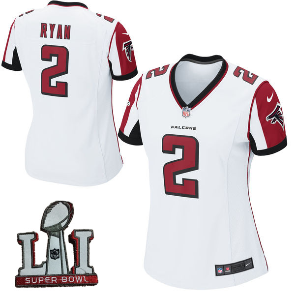 Nike Falcons 2 Matt Ryan White Women 2017 Super Bowl LI Game Jersey - Click Image to Close