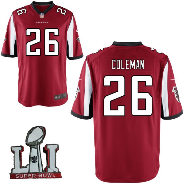 Nike Falcons 26 Tevin Coleman Red Youth 2017 Super Bowl LI Game Jersey - Click Image to Close