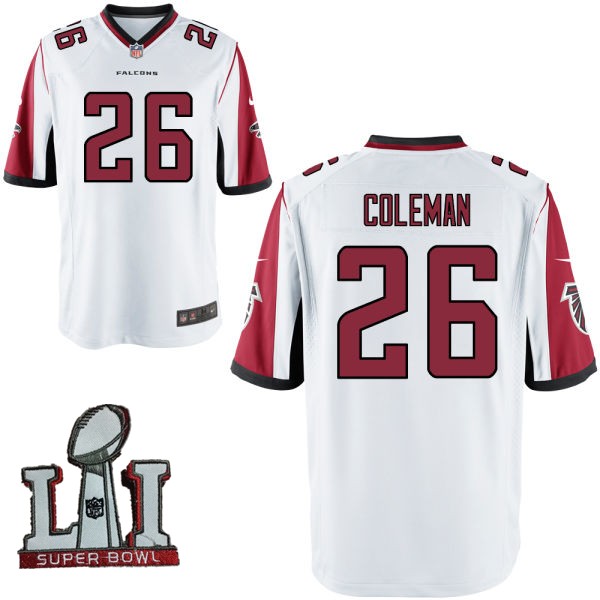 Nike Falcons 26 Tevin Coleman White Youth 2017 Super Bowl LI Game Jersey