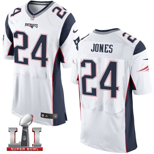 Nike Patriots 24 Cyrus Jones White 2017 Super Bowl LI Elite Jersey