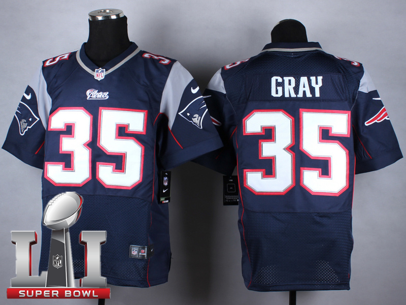 Nike Patriots 35 Jonas Gray Navy 2017 Super Bowl LI Elite Jersey - Click Image to Close