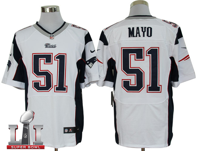 Nike Patriots 51 Jerod Mayo White 2017 Super Bowl LI Elite Jersey - Click Image to Close