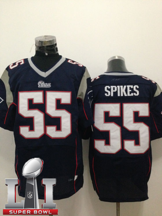 Nike Patriots 55 Brandon Spikes Navy 2017 Super Bowl LI Elite Jersey - Click Image to Close
