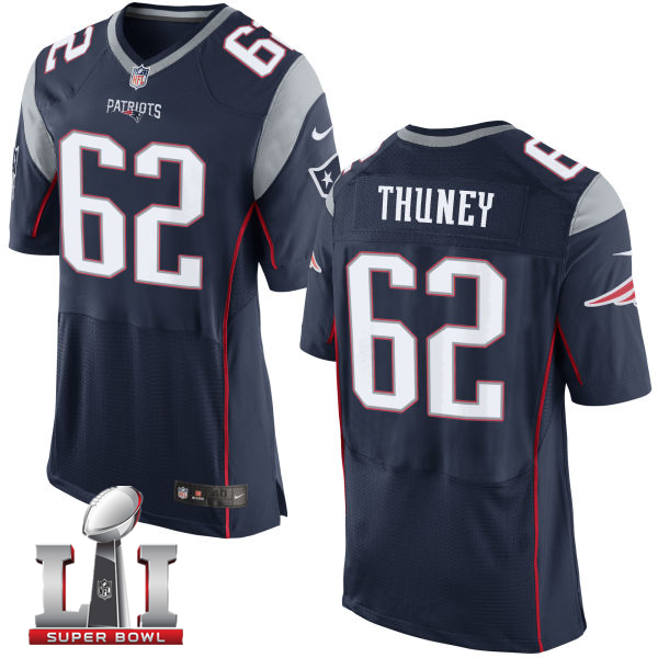 Nike Patriots 62 Joe Thuney Navy 2017 Super Bowl LI Elite Jersey