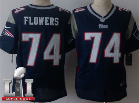 Nike Patriots 74 Flowers Navy 2017 Super Bowl LI Elite Jersey