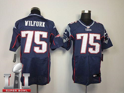 Nike Patriots 75 Vince Wilfork Navy 2017 Super Bowl LI Elite Jersey - Click Image to Close