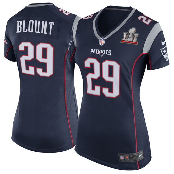 Nike Patriots 29 LeGarrette Blount Navy Women 2017 Super Bowl LI Game Jersey