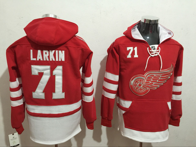Red Wings 71 Dylan Larkin Red All Stitched Hooded Sweatshirt