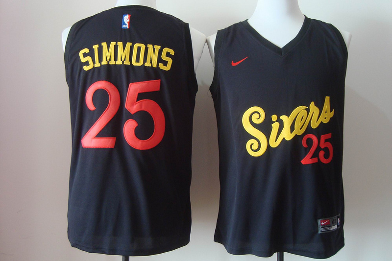 76ers 25 Ben Simmons Black Nike Jersey