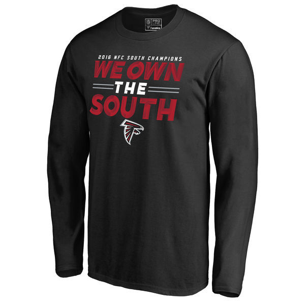 Atlanta Falcons We Own The South 2016 NFC South Champions Black Men's Long Sleeve T-Shirt