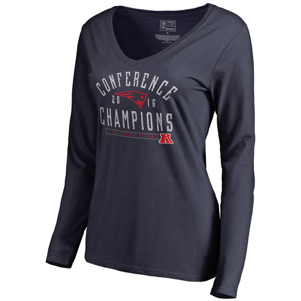 New England Patriots 2016 Conference Champions Navy Women's Long Sleeve T-Shirt
