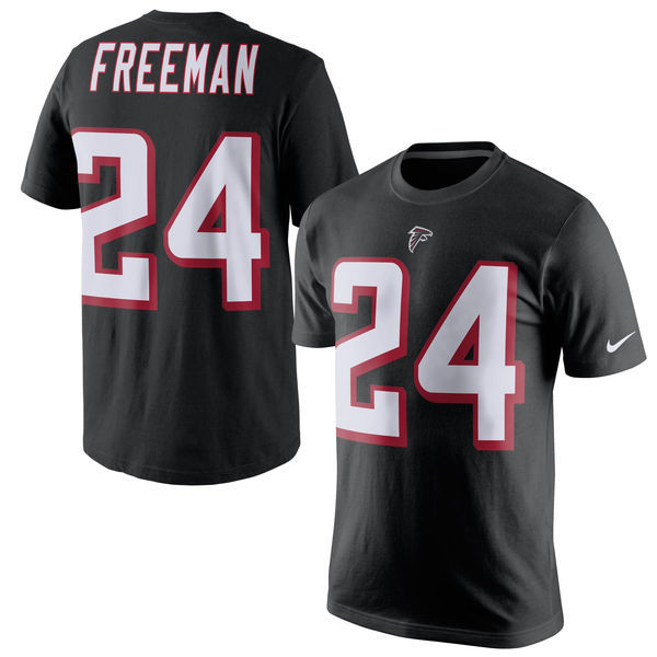 Atlanta Falcons 24 Devonta Freeman Black Men's Short Sleeve T-Shirt