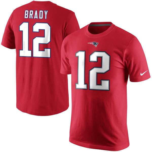 New England Patriots 12 Tom Brad Red Men's Short Sleeve T-Shirt