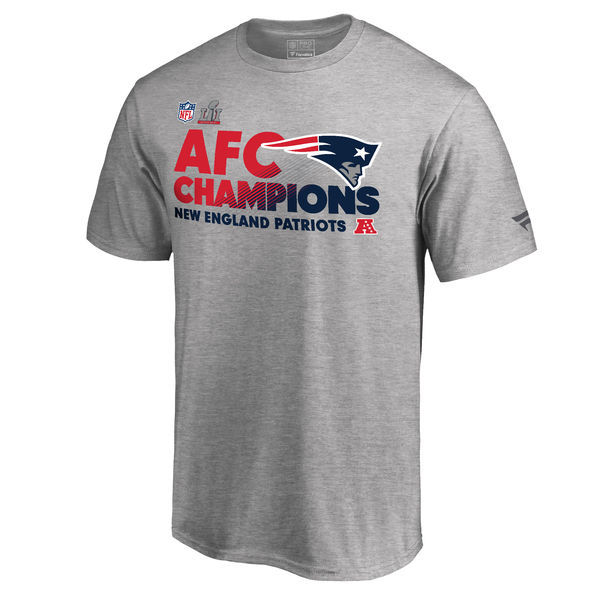 New England Patriots 2016 AFC Champions Grey Men's Short Sleeve T-Shirt