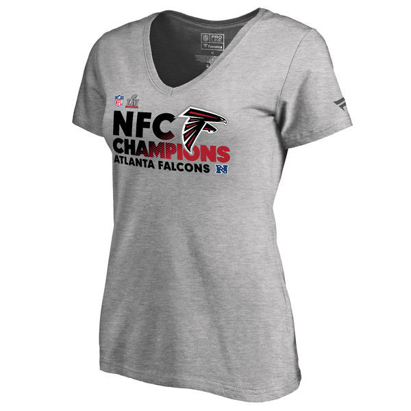 Atlanta Falcons 2016 NFC Champions Grey Women's Short Sleeve T-Shirt