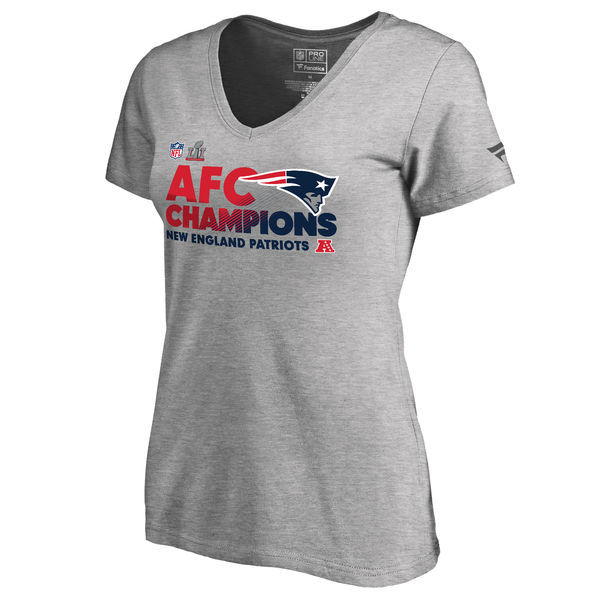 New England Patriots 2016 AFC Champions Grey Women Short Sleeve T-Shirt