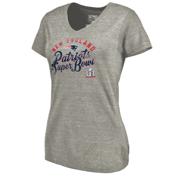 New England Patriots 2017 Super Bowl Li Grey Women's Short Sleeve T-Shirt