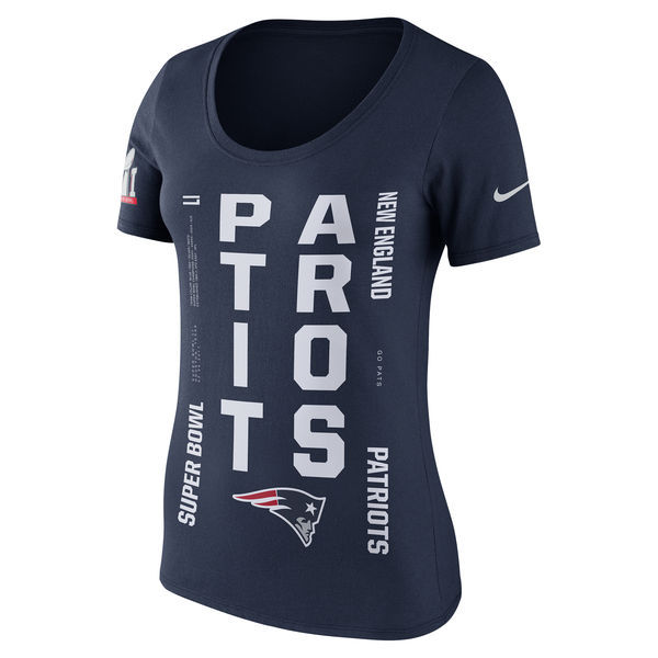 New England Patriots 2017 Super Bowl Li Navy Women's Short Sleeve T-Shirt