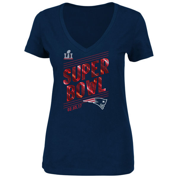 New England Patriots Super Bowl Li Navy Women's Short Sleeve T-Shirt