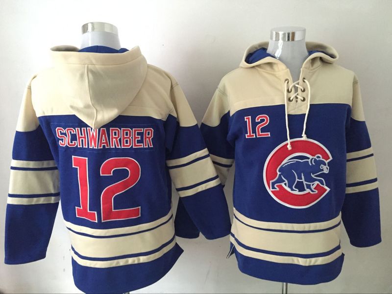 Cubs 12 Kyle Schwarber Blue All Stitched Hooded Sweatshirt