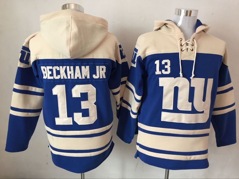 Giants 13 Odell Beckham Jr Blue All Stitched Hooded Sweatshirt