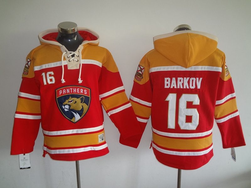 Panthers 16 Aleksander Barkov Red All Stitched Hooded Sweatshirt - Click Image to Close