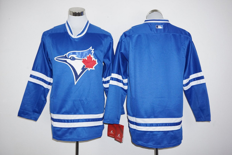 Blue Jays Blank Blue Long Sleeve Jersey - Click Image to Close