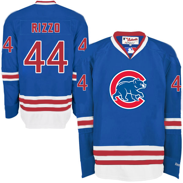Cubs 44 Anthony Rizzo Blue Long Sleeve Jersey