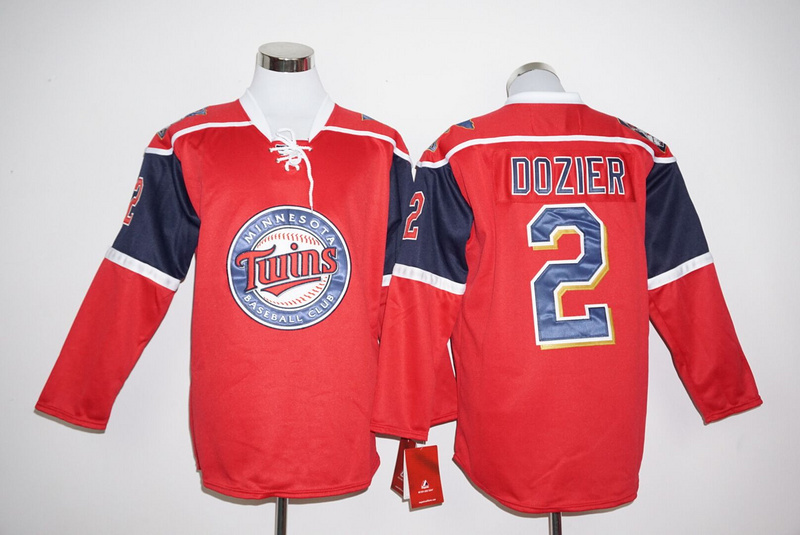 Twins 2 Brian Dozier Red Long Sleeve Jersey
