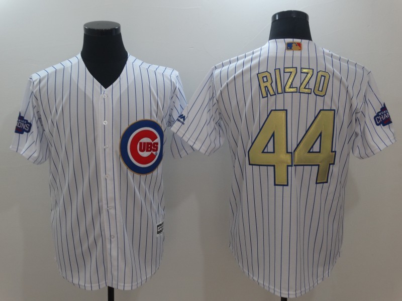 Cubs 44 Anthony Rizzo White 2017 Gold Program Cool Base Jersey