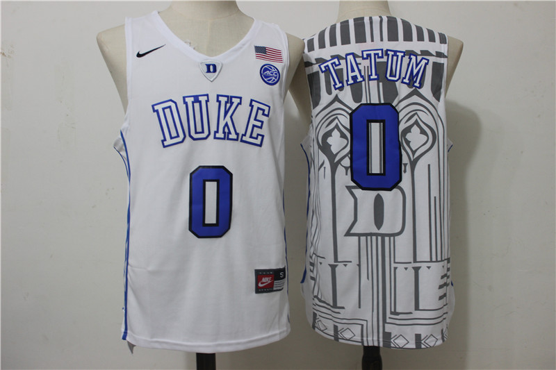 Duke Blue Devils 0 Jayson Tatum White College Basketball Jersey - Click Image to Close