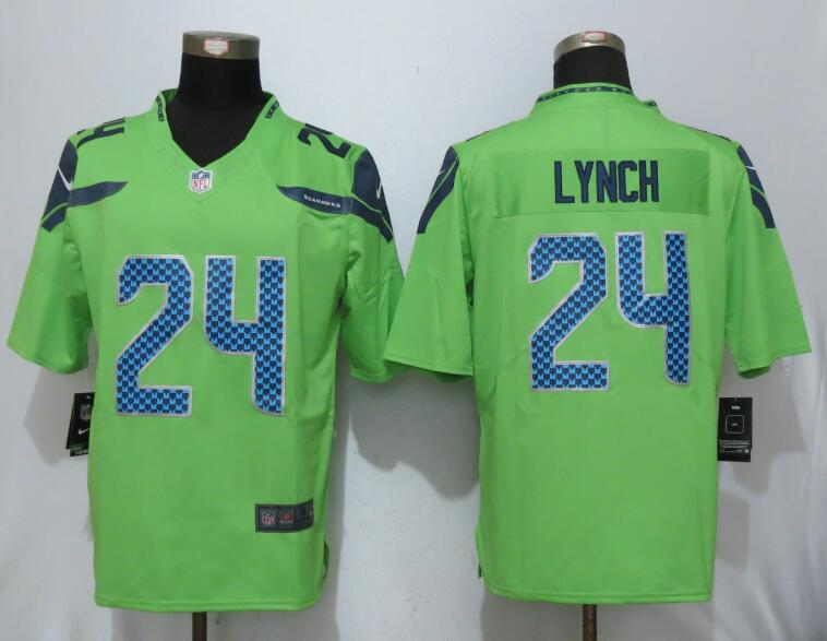 Nike Seahawks 24 Marshawn Lynch Green Color Rush Limited Jersey