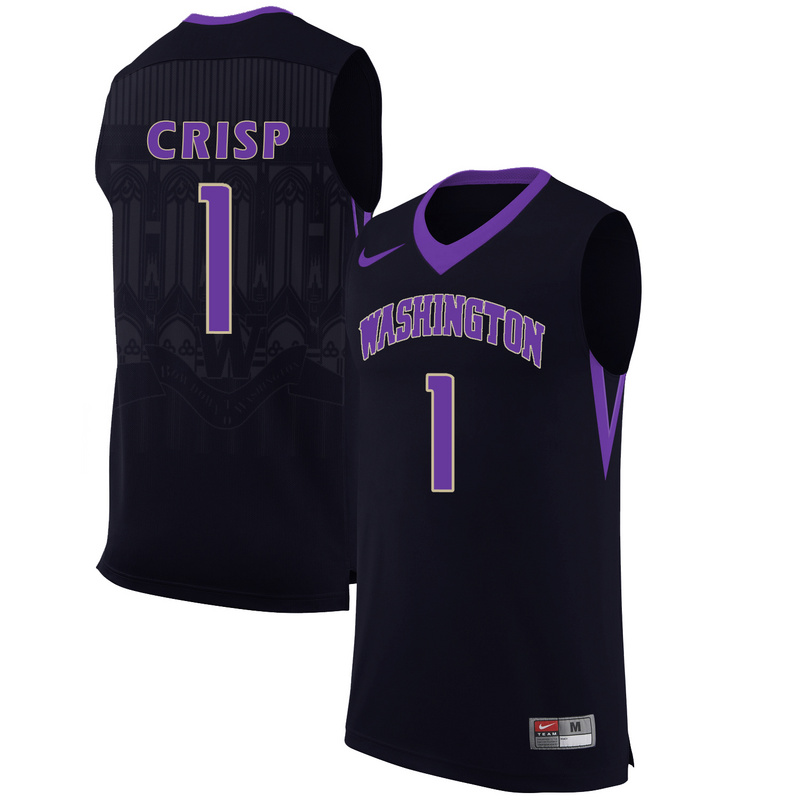 Washington Huskies 1 David Crisp Black College Basketball Jersey