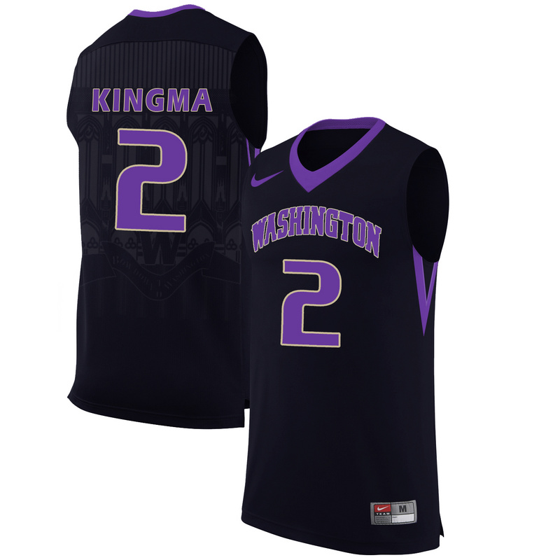 Washington Huskies 2 Dan Kingma Black College Basketball Jersey