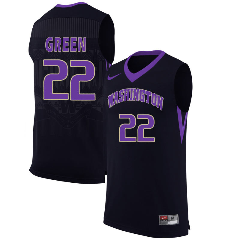 Washington Huskies 22 Dominic Green Black College Basketball Jersey
