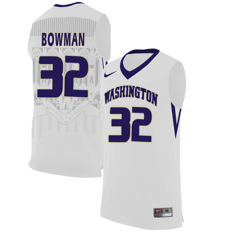Washington Huskies 32 Greg Bowman White College Basketball Jersey