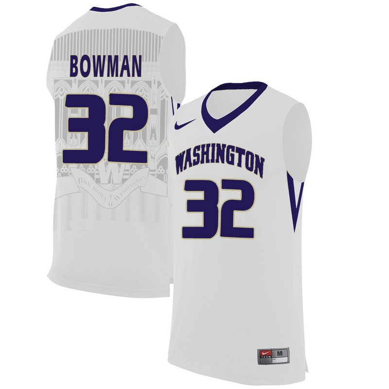 Washington Huskies 32 Greg Bowman White College Basketball Jersey Washington Huskies 32 Greg Bowman White College Basketball Jersey
