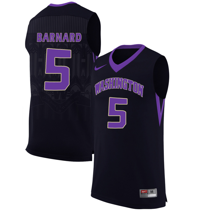 Washington Huskies 5 Quin Barnard Black College Basketball Jersey
