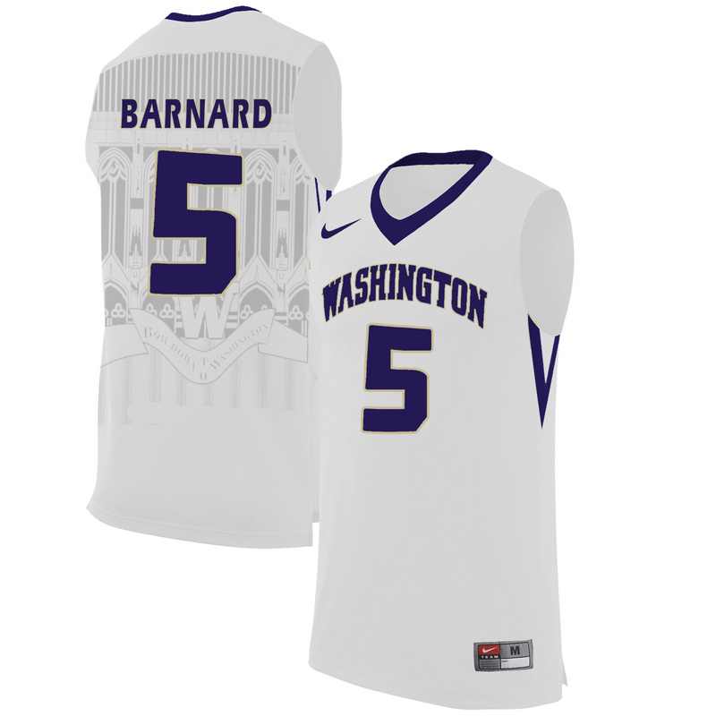 Washington Huskies 5 Quin Barnard White College Basketball Jersey