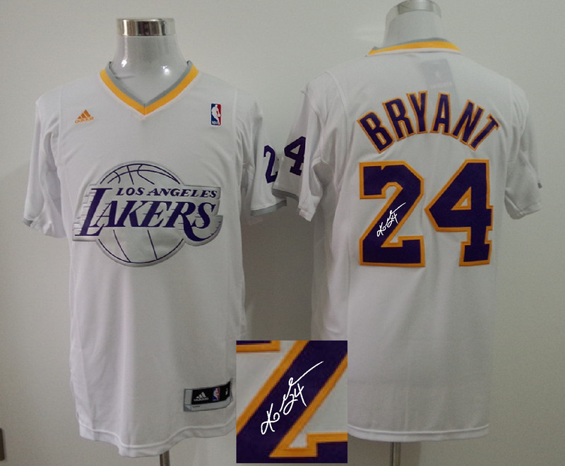 Lakers 24 Bryant White Signature Jerseys