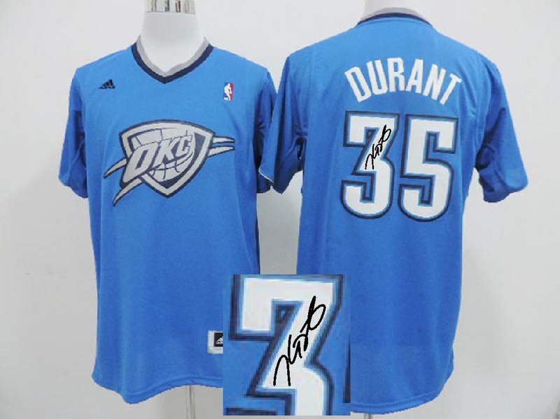 Thunder 35 Durant Blue Signature Jerseys