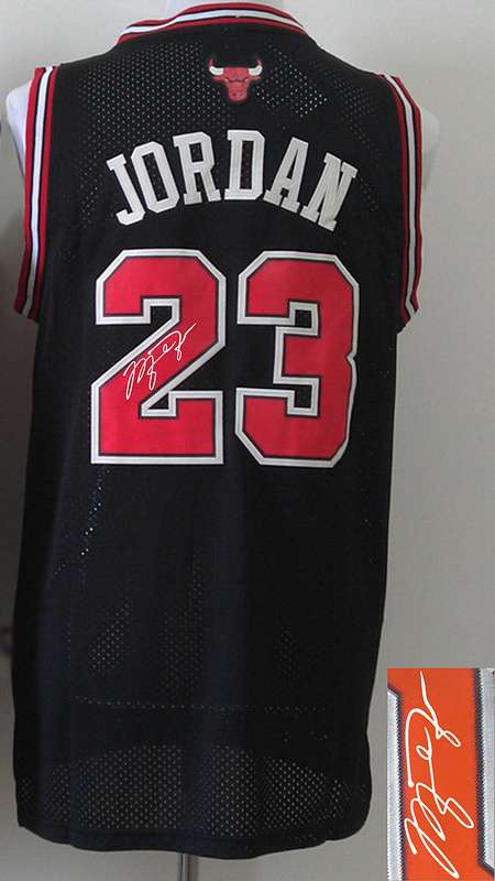 Bulls 23 Jordan Black Signature Edition Jerseys