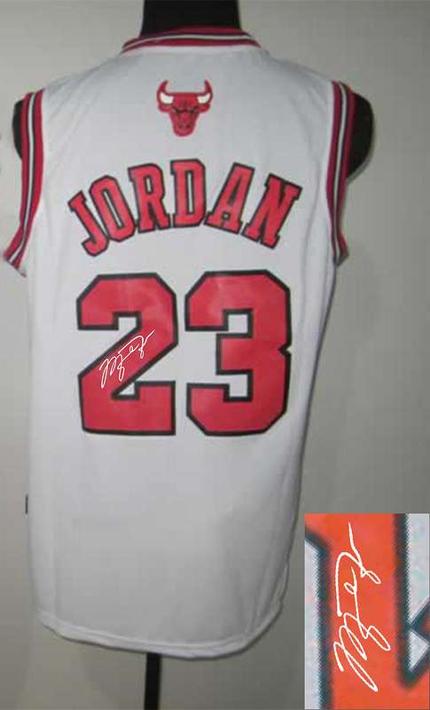 Bulls 23 Jordan White Signature Edition Jerseys