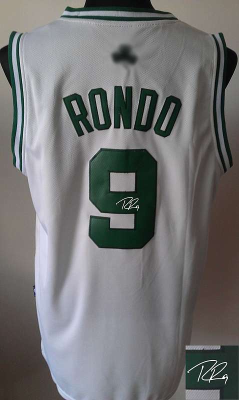 Celtics 9 Rondo White Signature Edition Jerseys - Click Image to Close