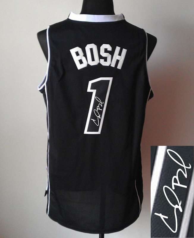 Heat 1 Bosh Black Signature Edition Jerseys(White Name)