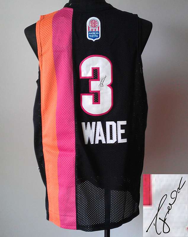 Heat 3 Wade Black Rainbow Signature Edition Jerseys